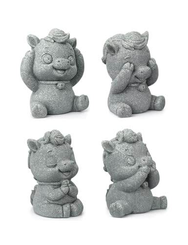 Figuras de potro adorables set de 4 piezas para escritorio y jardín