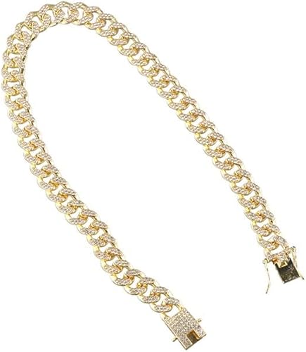 Miniatura 4 de Pokinge 1 cadena dorada para perro y gato, collar de diamantes con purpurina, material de metal de joyería con collar de diamante, accesorios