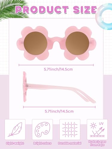 Image of Kanayu Summer Flower Sunglasses for Women 5.71 Inch Round UV Protection Adults Daisy Sunglasses Decor for Beach Party Gift