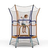 GYMAX Toddler Trampoline, 48” ASTM Approved Kids Trampoline with 59” Extra High Enclosure Net, Se...