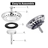 JZK® Średnica 79 mm uniwersalny filtr do zlewu kuchennego ze stali nierdzewnej filtr sitko korek korek do odpadów
