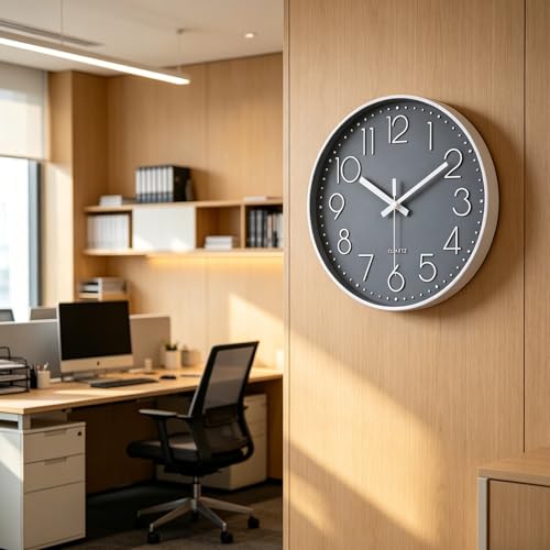 jomparis Wall Clock 12 Inch Non-Ticking Silent Battery Operated Round Wall Clock Modern Elegant Simple Style Clock for Home Office Kitchen Bedroom Living Room - Image 3