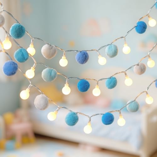 9.84FT Pom Poms Fairy Lights 30 LED Battery & USB Operated String Lights