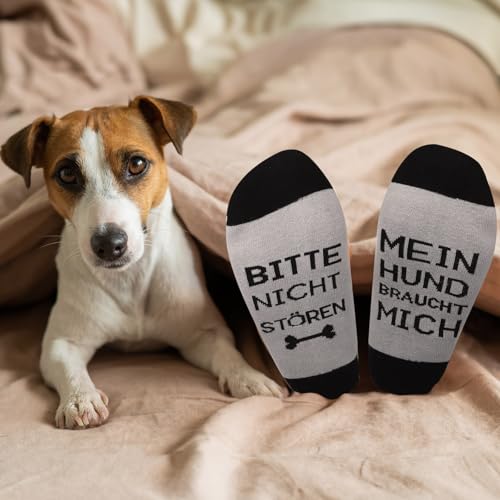 MEJOSER Geschenk für Hundebesitzer, Lustige Socken Hundemotiv 36-42, Geschenk Hundebesitzer Frau für Hundeliebhaber Valentinstag Geburtstag Weihnachten, Bunte Witzige Socken
