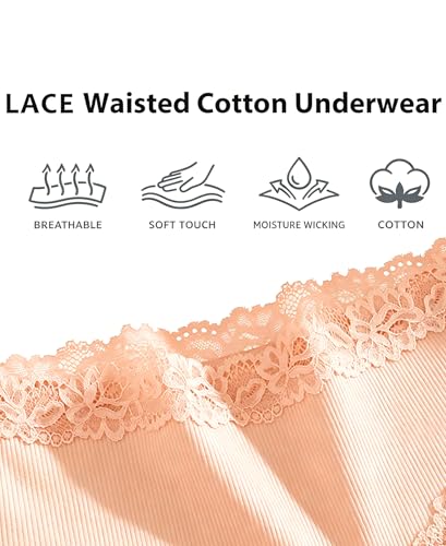 Image of Knowyou Cotton Underwear for Women Cheeky Bikini Womens Underwear Pack Sexy Lace Wasit Hipster Brief Panties for Ladies