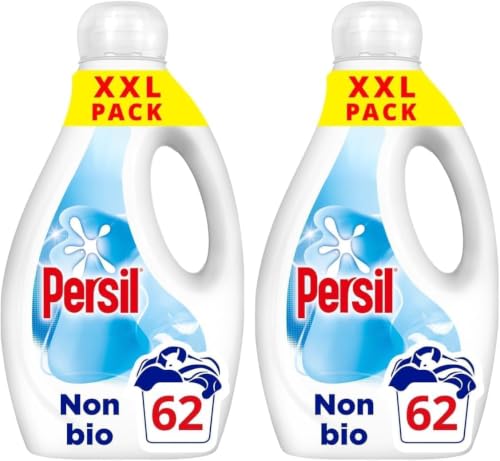 Image of Persil Non Bio Laundry Washing Liquid Detergent outstanding stain removal in quick & cold washes tough on stains, gentle next to sensitive skin 62 washes (1.674 L) (Pack of 2)