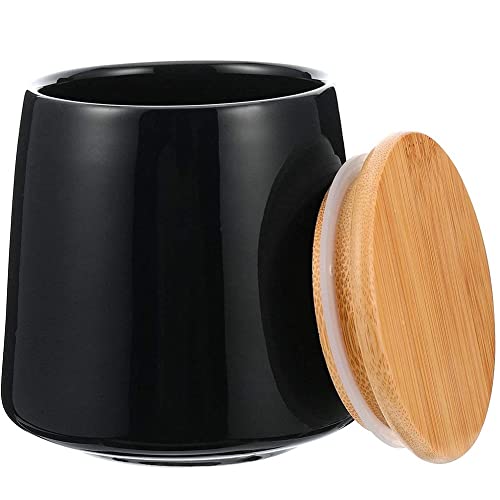 Rungassi Frischhaltedose 1L Keramik - Vorratsdose Mit Holzdeckel 'Salt And Pepper'