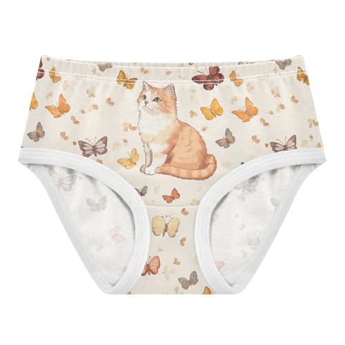 ZZKKO Country Cat and Butterflies Girls Underwear Toddler Panties for Girls Comfort Brief Size 2T-8Y