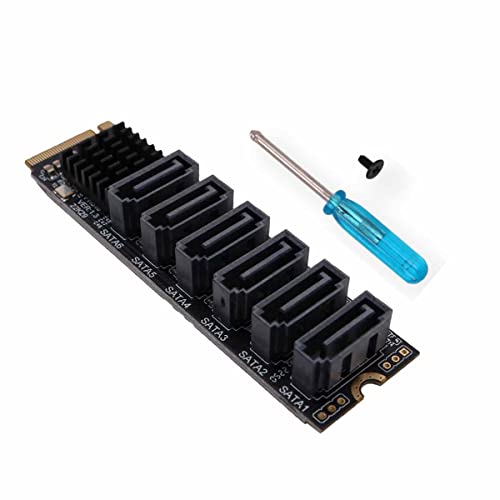Namvo M2 NGFF NVME M-Key PCI Express to SATA 3.0 6Gbps 6 Ports Adapter Converter Hard Drive Extension Card