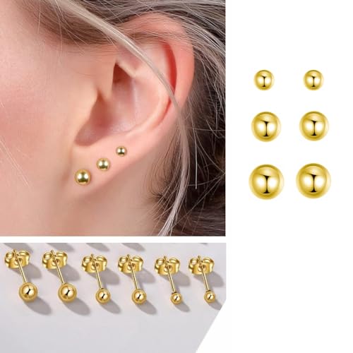 12Pairs 20G Mix Color Stainless Steel Ball Stud Earrings for Men Women Minimalist Sphere Cartilage Piercing Studs Earrings,Ball Hypoallergenic Jewelry,Mini Ball Earrings4