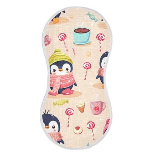 xigua Cute Penguins Baby Burp Cloths for Newborn Boys and Girls 2 Pack, Soft & Absorbent Cotton Baby Burp Cloth, Baby Washcloths, Newborn Towel, Burp Rags