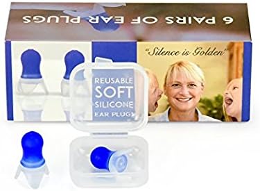Earplugs for Airplane 6 pair - Best Reusable Ear Plugs Soft Silicone - Air Pressure Reducing Airplane Travel Ear Plugs - Noise Reducing Hearing Protection Earplugs Concerts, Shooting, Flying, Sleeping
