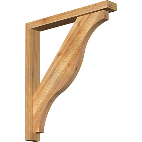 4"W x 30"D x 34"H Funston Block Rough Sawn Bracket w/Offset Brace, Western Red Cedar