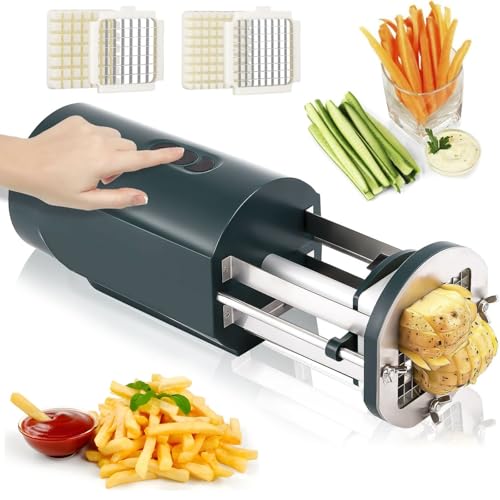 Tagliapatate Elettrico per Patatine Fritte - Affettatrice Automatica per Patate per Uso Commerciale E Domestico, Lame in Acciaio Inossidabile per Un Taglio Efficient