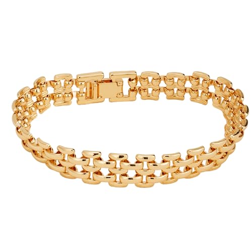 Watch Chain Bracelet for Women 18k Gold Plated Classic Cuban Link Bracelet Non-Tarnish Waterproof 7 inches Ideal Jewellery Gift for Girlfriend Mother