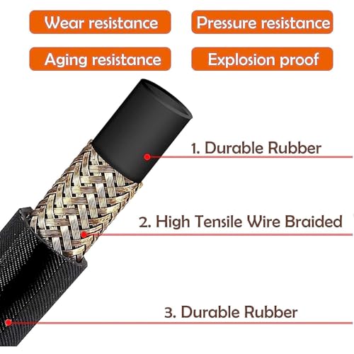 Image of Pressure Washer Hose Pipe, 3500 PSI High Pressure Washer Hose, Molded Durable Pipe Compatible with Starq, Vantro, Aimex, Gaocheng, Agaro, Shakti (15MTR HYDRAULIC)