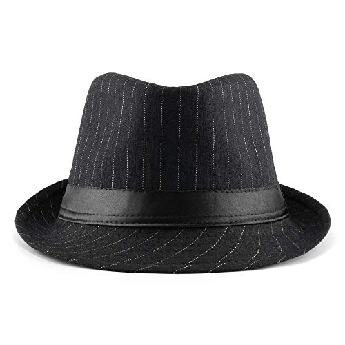 Faleto Unisex Classic Manhattan Structured Gangster Trilby Fedora Hat Black #TOP3