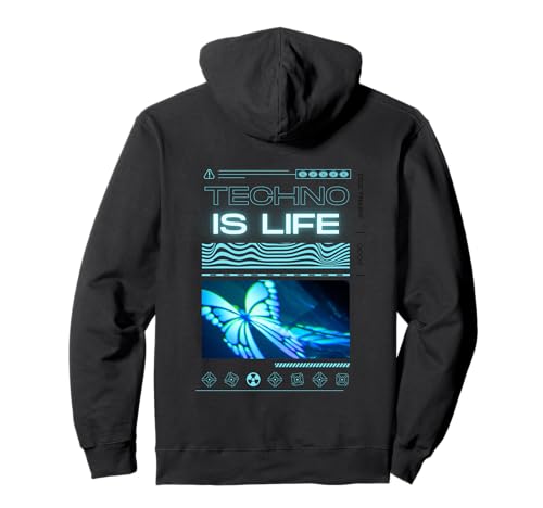 Techno is life Rave EDM papillon Hardtechno Trance Acid Sweat à Capuche