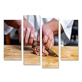 islandburner Cuadro sobre lienzo artístico para manualidades de sushi, mural para cocina, perfecto para gourmets, 4 piezas