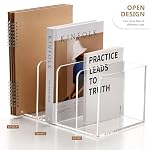 SANRUI Acrylic Desk Magazine File Holder, Clear,4 Vertical Compartments - Image 3
