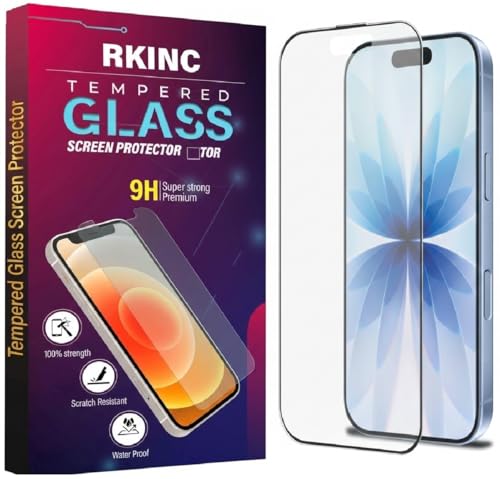 Image of RKINC Tempered Glass for iPhone 17 (6.3 Inch) Military Grade Gorilla Screen Guard Protector | With Installation Kit | Edge to Edge Coverage | Black