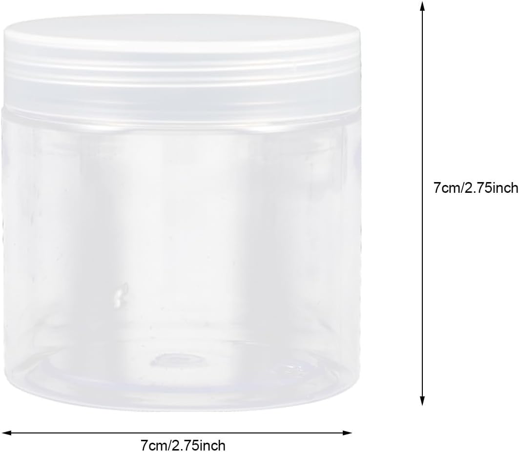 VICASKY 20pcs 200ml Pet Plastic Storage Bottles with Lids Wide Mouth round Food Containers for Cereal Coffee Bean Packing and Kitchen Organization