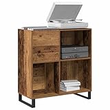 Finition: Mat Tomostar Support pour Tourne-Disque, Porte-disques Présentoir Meuble de Rangement pour Disques Vinyles Bois Ancien 85 x 38 x 89 cm Bois d\'ingénierie