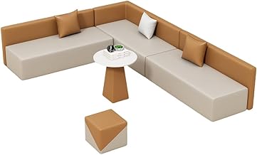 Modular Soft Seating,Leather Sectional Sofa Upholstered or Office Bussiness,Hospital,Waitting Room(D)
