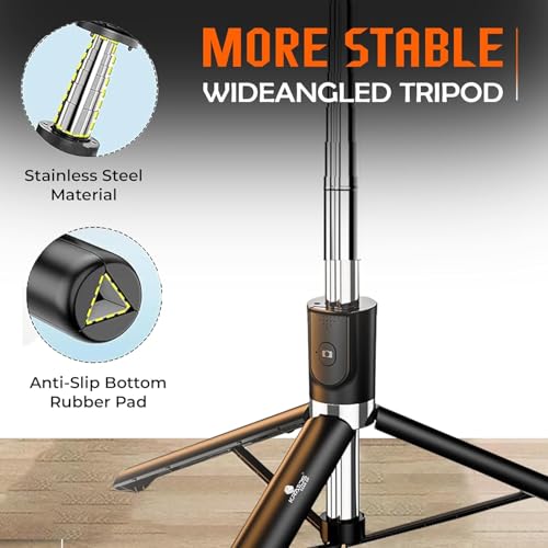 Image of K9 67-inch (170cm) Reinforced Selfie Stick & Tripod with Light and Bluetooth Remote. Multi-Functional Long Stand for Travel or Vlogging. Universally Compatible with iPhone & All Smartphones!