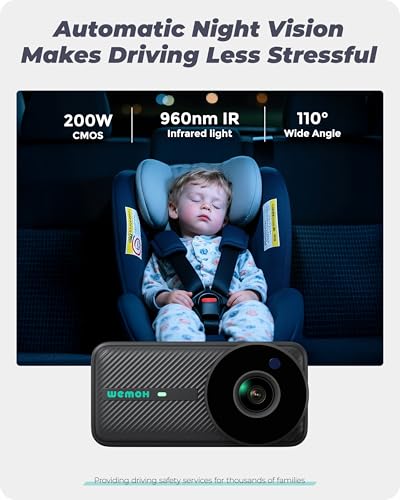 Magnetyczna Kamera dla Dzieci w Samochodzie, 5'' 1080P HD IPS Magnetyczne Montowanie Ekranu, Automatyczna Noktowizja, 360° Obrót z Trybem Split & Zoom, Kamera do Fotelika USB do Montażu Tyłem do