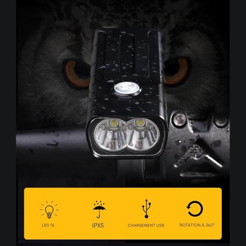 Éclairage LED pour vélo à haute luminosité et phare étanche rotatif 360