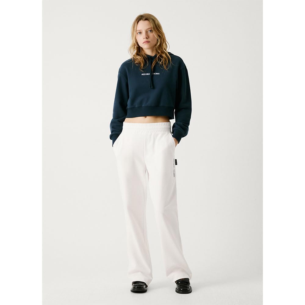 PEPE JEANS Damska bluza z kapturem z logo Cropped, niebieska (DULWICH BLUE), M, Niebieski (niebieski dulwich), M