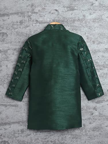 Image of AHHAAAA Kids Ethnic Cotton Silk Blend Sequin Print Indo-Western Sherwani Set for Boys 496MF