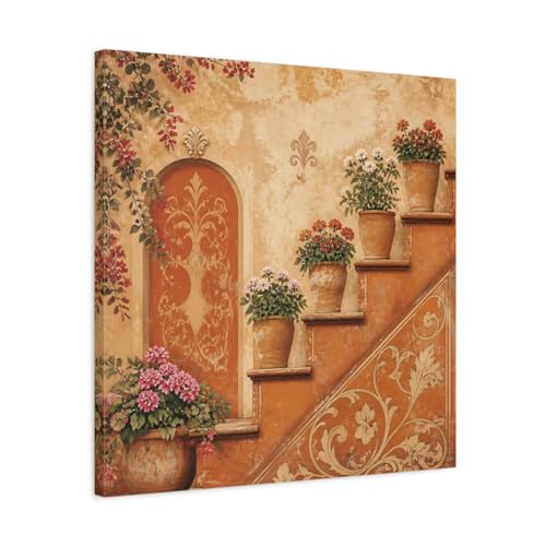 Tableau Fleurs Rustique Salon : Décoration murale carrée 60x60 cm