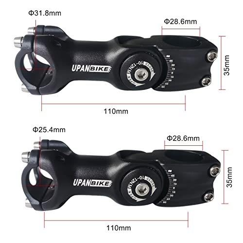 UPANBIKE Bike Stem Bicycle Aluminum Alloy Adjustable Stem Φ25.4mm Φ31.8mm * 28.6mm