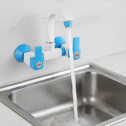 Image of Flavio Sink Mixer | Sink Mixer Tap Hot & Cold | Kitchen Mixer Tap | White Blue | UNO Series | 17 mm | 3 Year Warranty