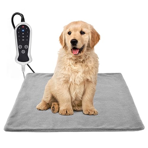 RC SLL Heated Dog Bed, Electric Pet Heating Pad Heated Pet Bed for Cats,Upgraded Adjustable Controller,Waterproof Heating Pad for Dogs with Chew Resistant Steel Cord(PVC,45 * 55")
