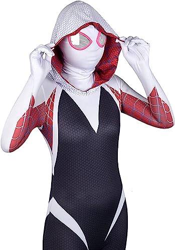 Lixrysod Spider Gwen Costume Lycra Spandex Bodysuit Halloween Costume Cosplay Suit With Mask For Girls Kids (Adult- L) #TOP3