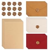 Briefpapier mit Umschlag 44 Stück Briefpapier Set mit 12 Umschläge und 12 Wachssiegel Selbstklebend und 20 A5 Briefpapier Vintage Papier Liebesbrief für Geburtstag Hochzeits Einladung Grußkarten