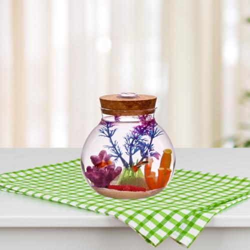 Flaschengarten aus Glas mit Kork und LED-Beleuchtung für dekorative Mini-Landschaften