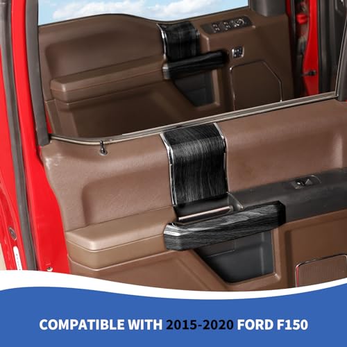 RAZPOY for F150 Inner Door Handles Covers & Door Handle Panel Trim Compatible with 2015-2020 Ford F150 Black Wood Grain Interior Accessories by RAZPOY - Used condition - Image 3