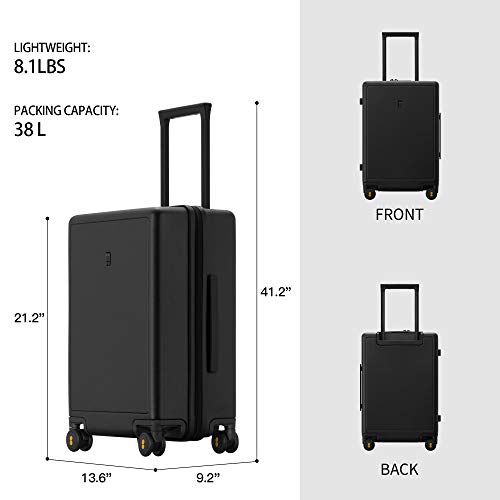 Level8 Elegance Carry On Suitcase, 20” Hardside Luggage With Tsa Lock, Spinner Wheels-Black, 20-Inch #TOP6