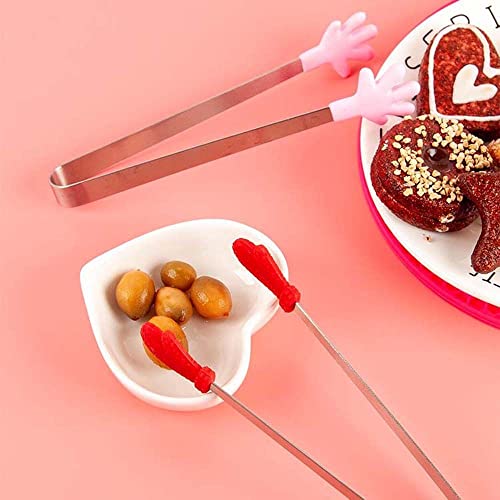 MinLia Stainless Steel Ice Cube Clamp BBQ Tong, Nonslip Handles Bread Ice Cube Clip Cramp Tool Kitchen Accessories(Heart Shape,Pink) - Image 6