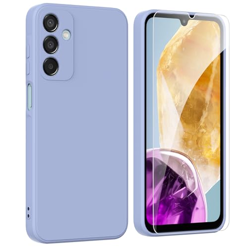 ARRYNN Etui do Samsung Galaxy M15 / F15 5G (6,5 cala) + folia ochronna, etui na telefon komórkowy Liquid Silikon TPU Case Cover etui ochronne do Samsung Galaxy M15 / F15 5G - fioletowe