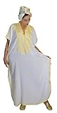 Moroccan Caftans Women Handmade One Size Breathable Cotton with Gold Hand Embroidery Long Length White