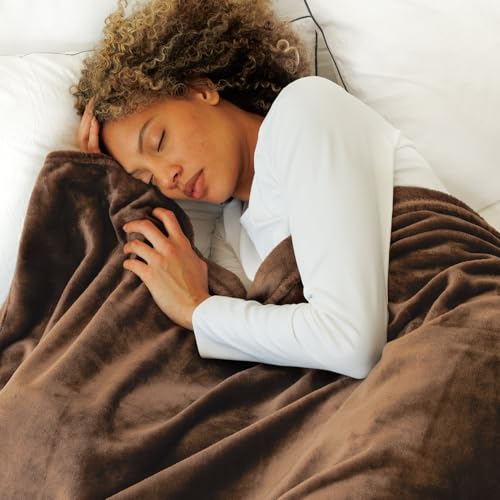 Image of NANPIPER Queen Size Blanket - Lightweight Soft Fleece for Adults All-Season Coffee Brown 90 inchx90 inch