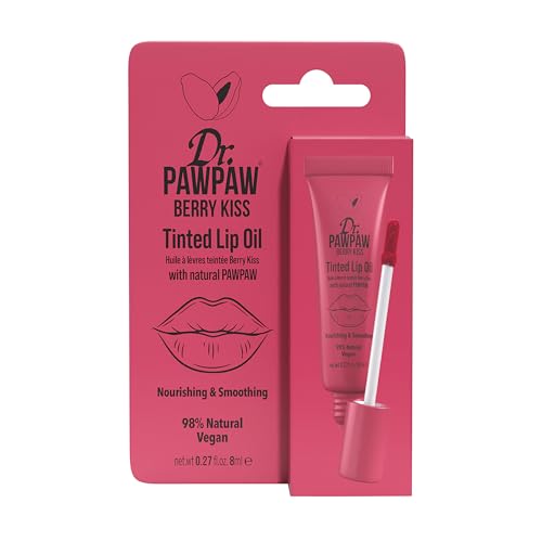 Dr.PAWPAW Berry Kiss Tinted Lip Oil (8ml), Natural Vegan Lip Tint, Glossy Hydrating with PAWPAW, Aloe Vera & Castor Oil, Buildable Colour for Nourished, Soft Lips
