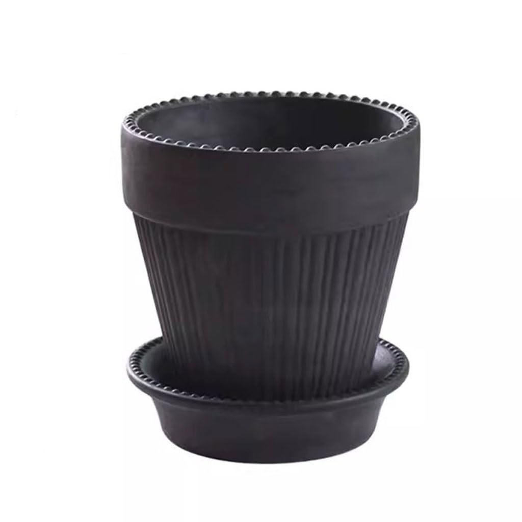 Gelasige A Flower Pots Retro Black Clay Breathable Flower Pot Simple Desktop Butterfly Orchid With Support Pottery Pot Outdoor Flower Pots