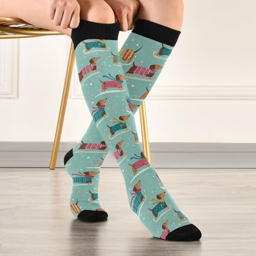 Image of SHJI Compression Socks for Women Sock Men Knee High Stockings for Running Athletic Hiking Cycling