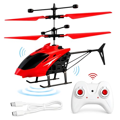 Image of JOYMAX RC Gesture Sensing Helicopter Toy with Dual LED Lights, Hand Sensor Flying Toy, Infrared Control, Durable Indoor Flying Helicopter for Kids, 18 cm, Multicolor